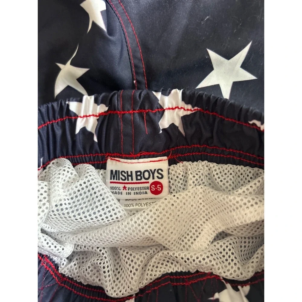 Mish Boys Swim Board Shorts navy white stars 4th of July 5T